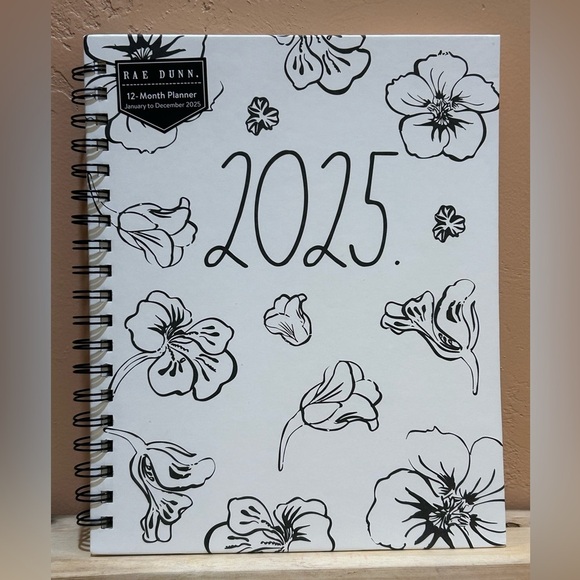 Rae Dunn 2025 Spiral Bound Floral Design 12 Month Planner - Picture 1 of 7
